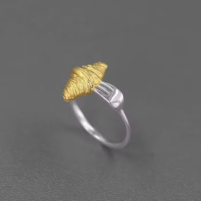 Jewelry Abstract Fork Croissant Shape Adjustable Ring Size ONE SIZE - 2 Thumbnail