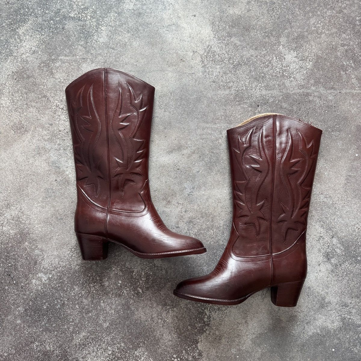 Hysteric Glamour Vintage Y2K Boho Brown Leather Cowboy Western Boots Size US 8 / IT 38 - 2 Thumbnail