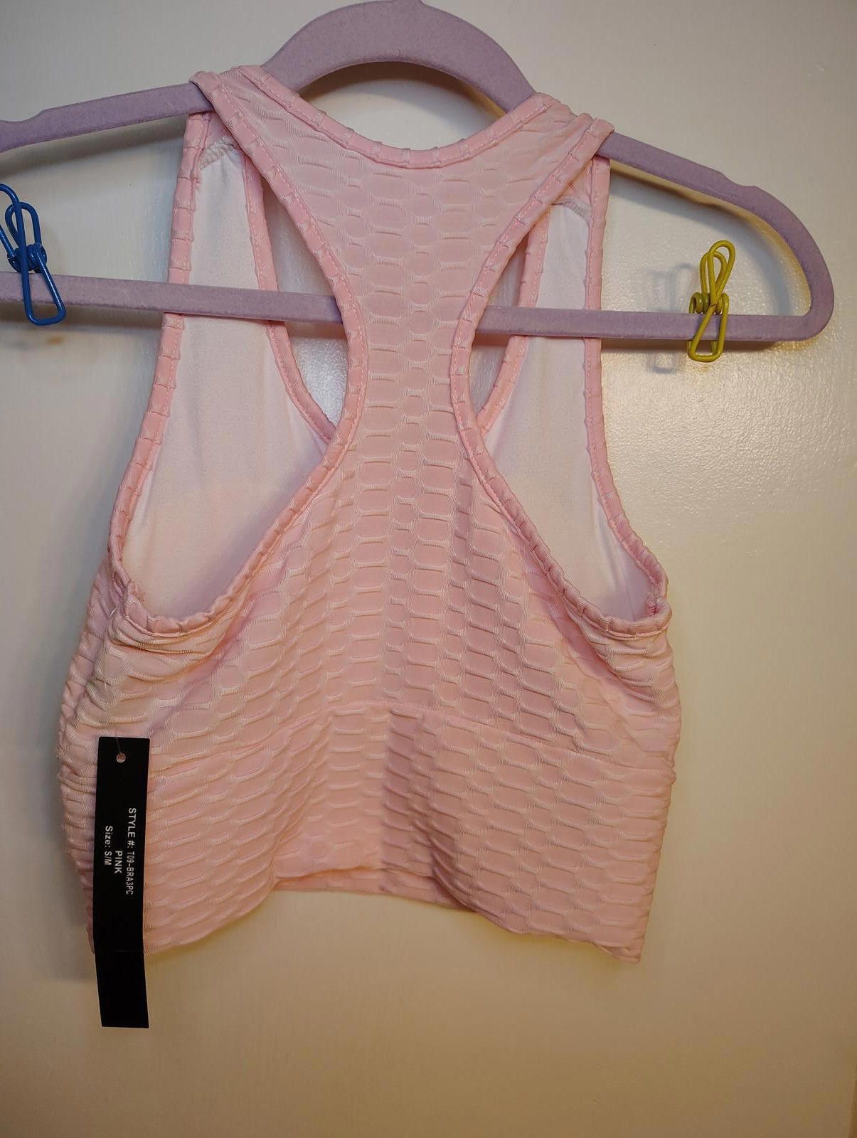 Designer Stylish Pink Crop Top sports bra Workout NWT size S M Size M / US 6-8 / IT 42-44 - 2 Thumbnail