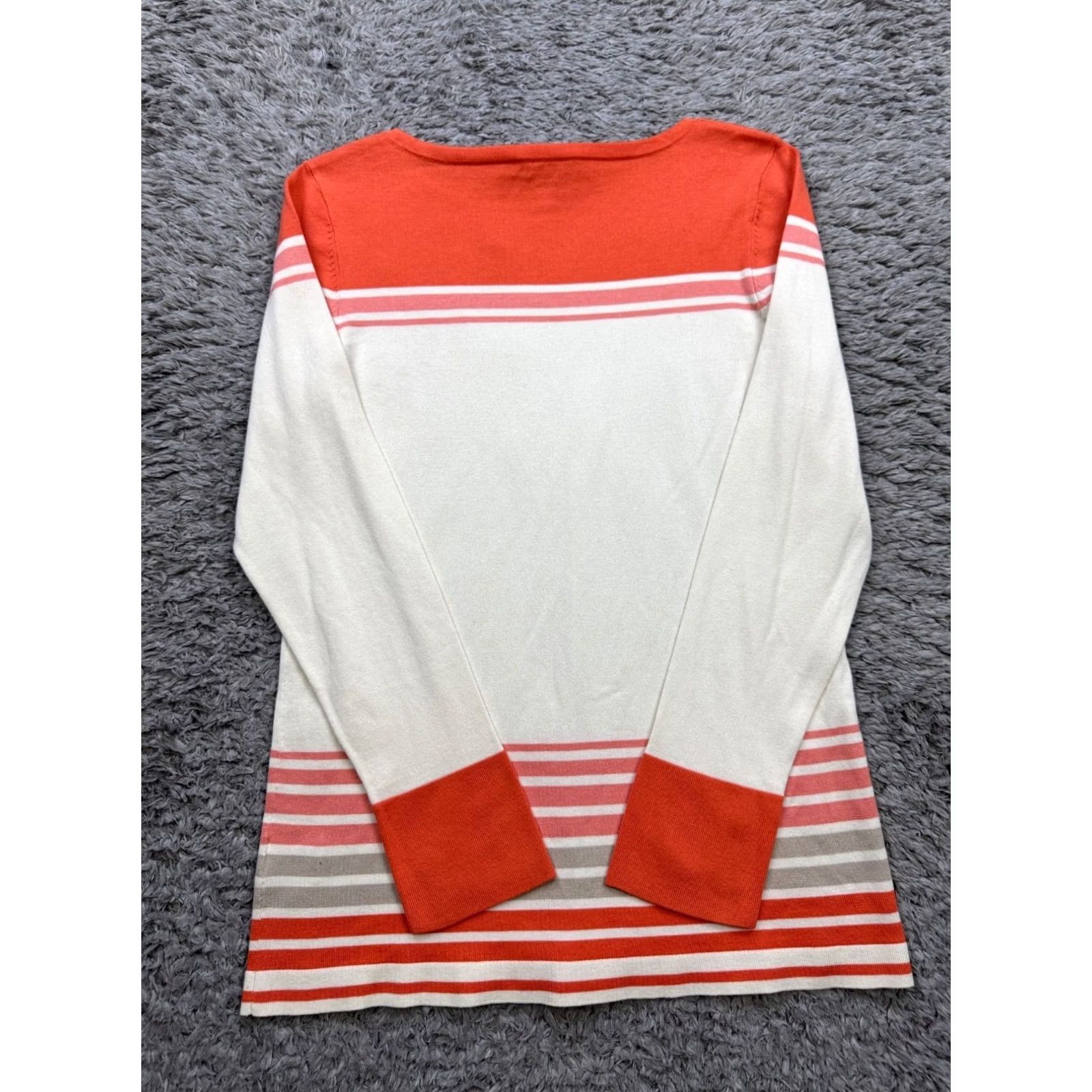 Pendleton Pendleton Sweater Women Petite Orange Ivory Sunset Striped Silk Pullover NWT Size S / US 4 / IT 40 - 2 Thumbnail