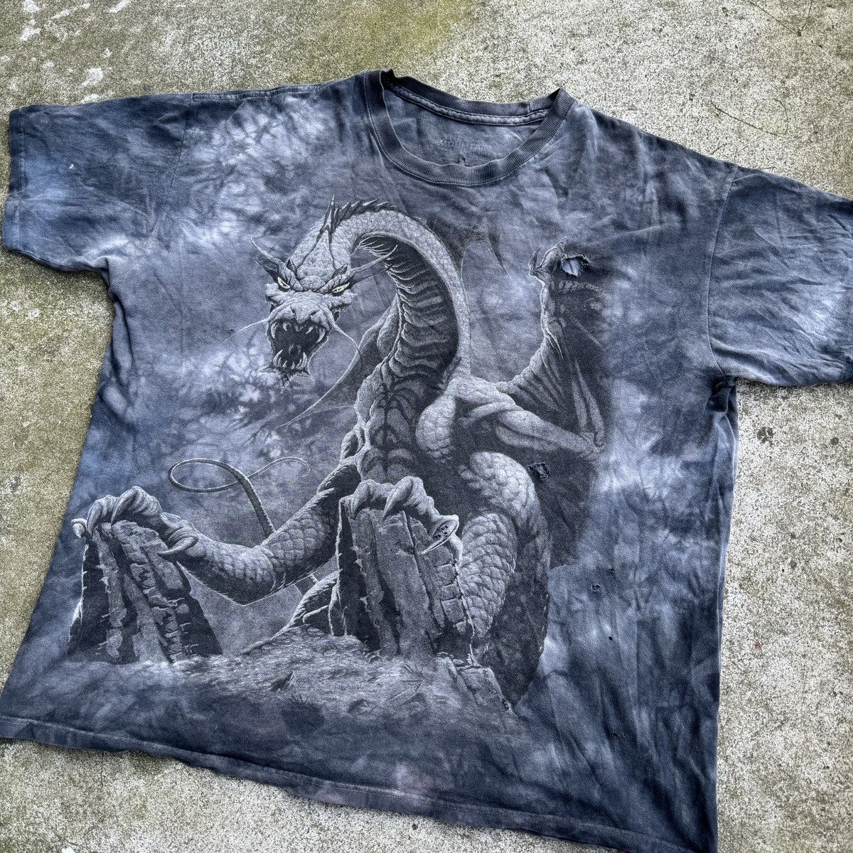 Vintage Y2K Faded Dragon Thrashed Distressed Tee ERD Grunge Size US XL / EU 56 / 4 - 10 Thumbnail
