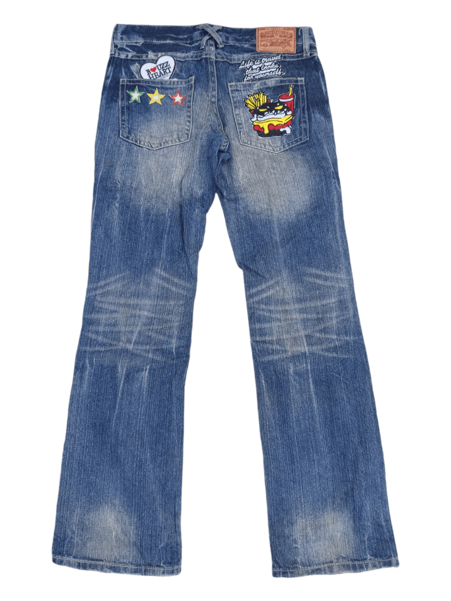 Japanese Brand BUZZSPUNKY Big Blowout Patched Distressed Flare Jeans Size US 29 - 2 Thumbnail