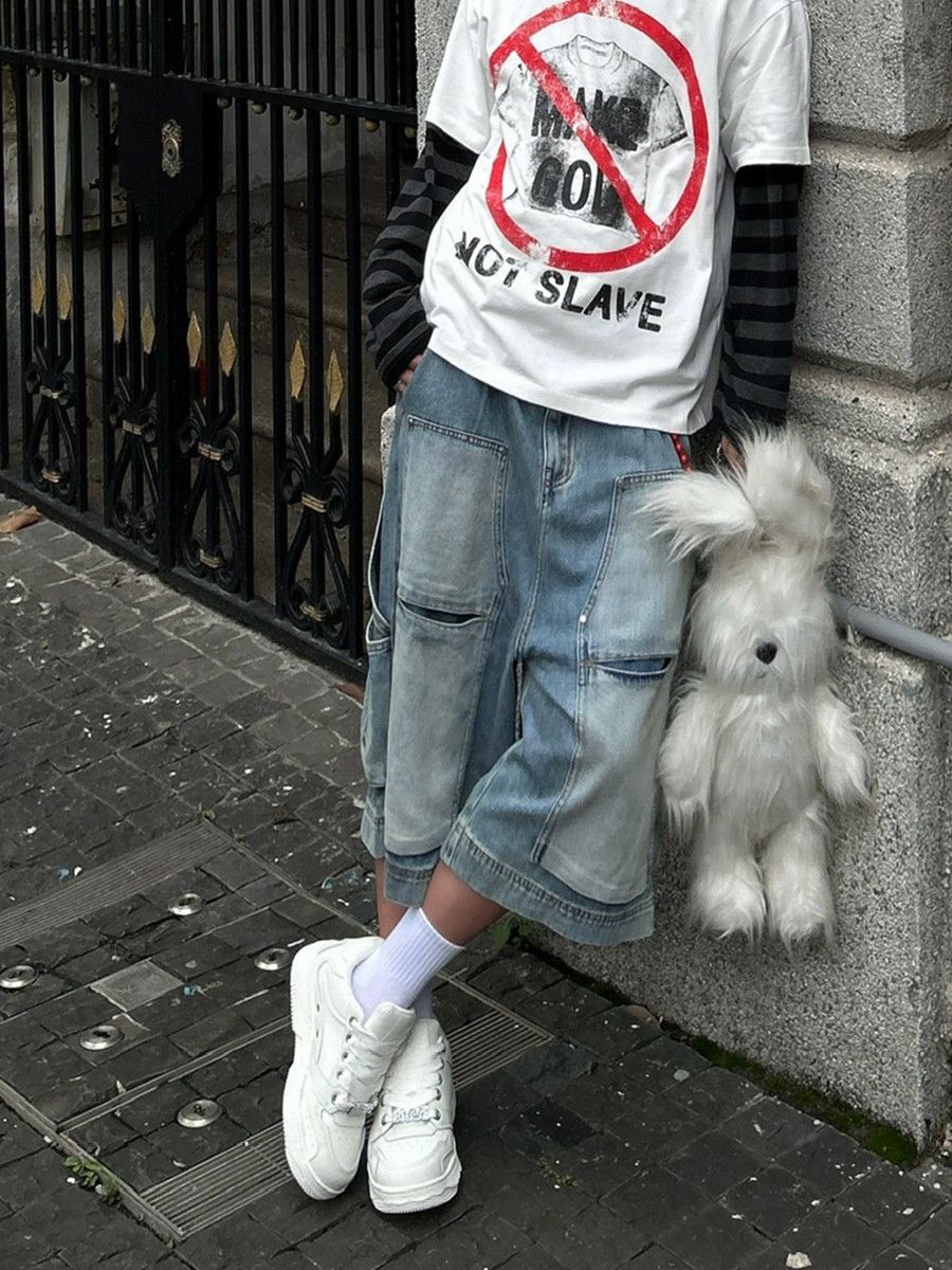 Japanese Brand × Vintage Denim Short Washing Worn-out Size US 32 / EU 48 - 4 Thumbnail
