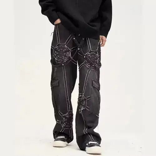 Vintage Black Galaxy Patch Denim Pant Size US 34 / EU 50 - 2 Thumbnail