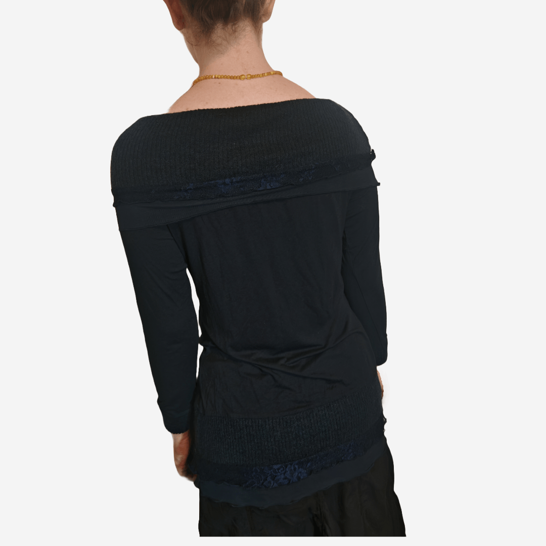 Linea Rare Vintage Linea Tesini Navy Blue Off Shoulder Tunic Size L / US 10 / IT 46 - 5 Thumbnail