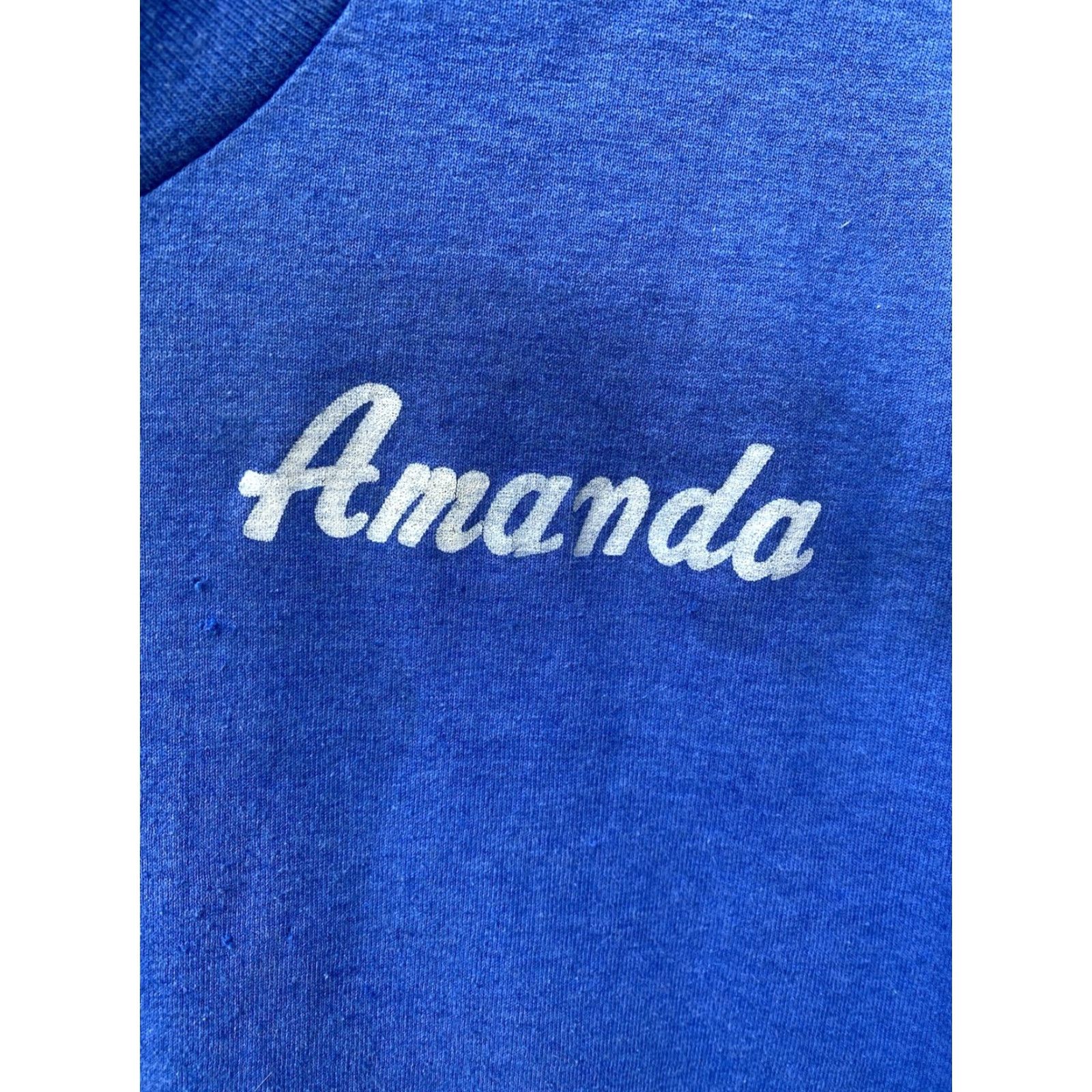 Fruit Of The Loom VINTAGE Amanda Name T Shirt 80S 90S Franco Enterprises Construction Distressed Shirt Men M Blue Size US M / EU 48-50 / 2 - 4 Thumbnail