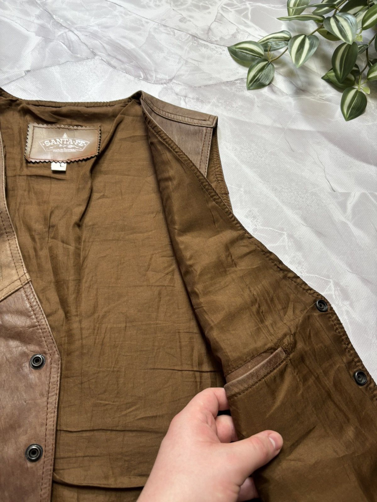 Cowboy Equipment Santa Fe Leather Vest Western Cowboy Distressed Patina L Size L / US 10 / IT 46 - 14 Thumbnail
