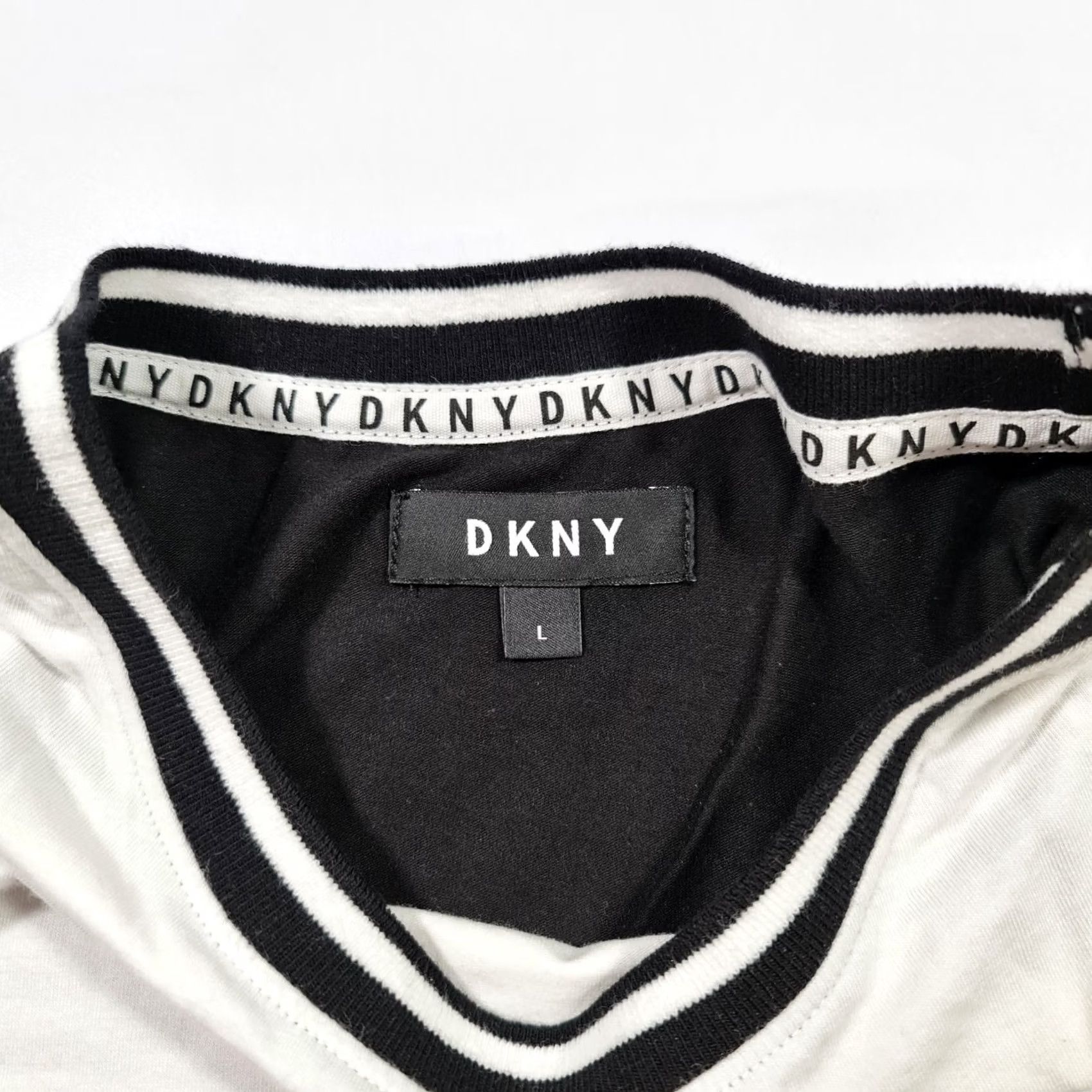 DKNY DKNY Womens Pyjama T Shirt White Black Large Short Sleeves Top Jersey Size L / US 10 / IT 46 - 4 Thumbnail