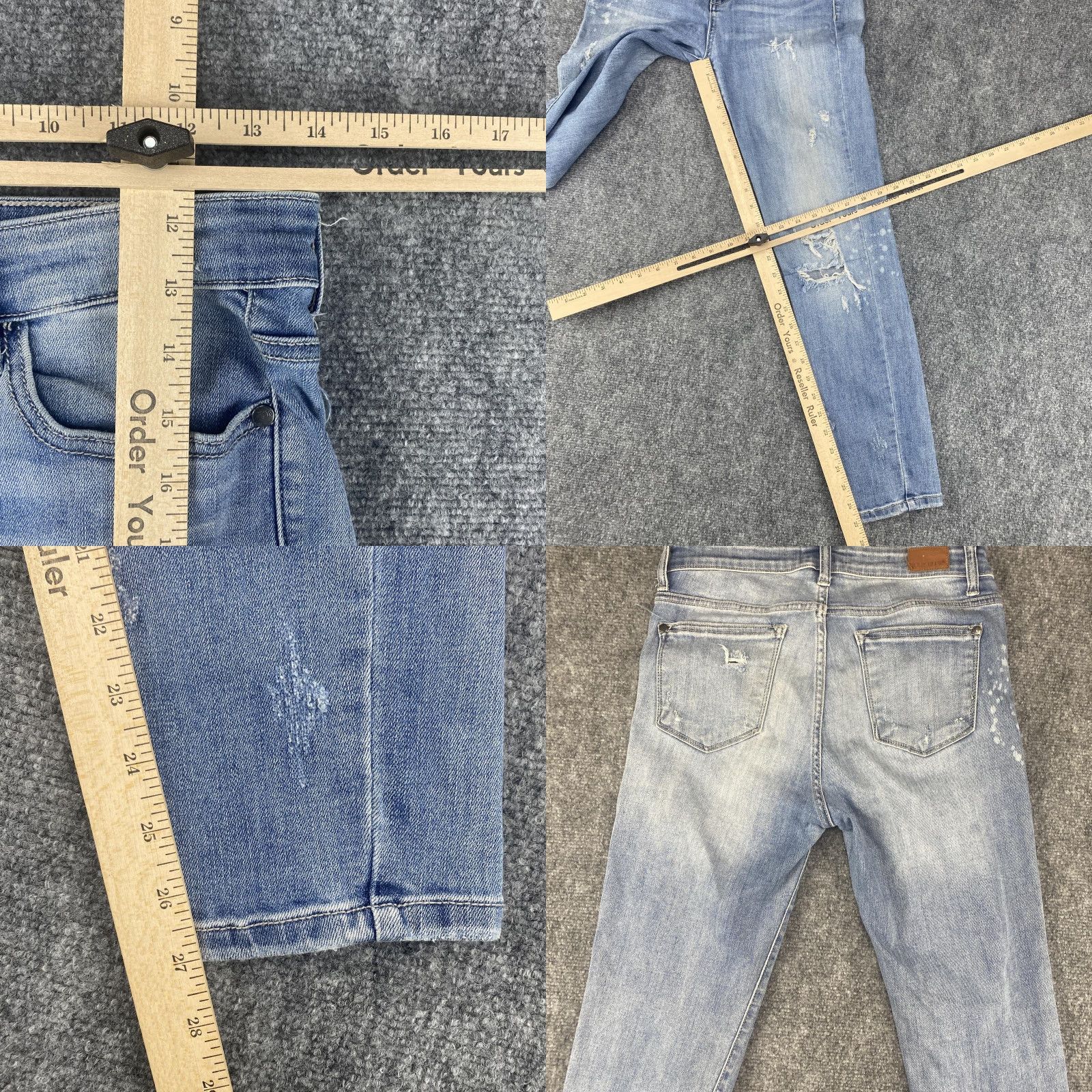 Vintage Judy Blue Jeans Womens 29 Skinny Distressed Light Wash Stretch Denim Slim Mid Rise Pockets Zip Size 29" - 8 Thumbnail