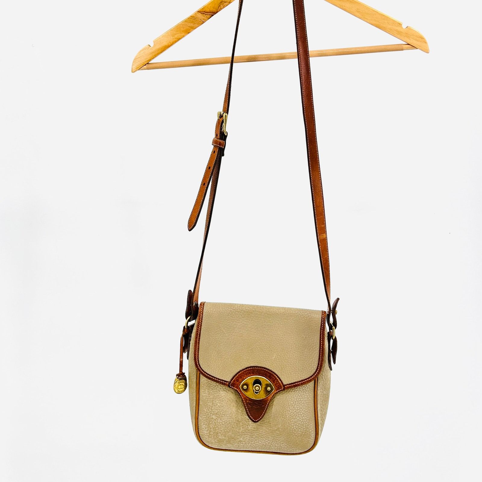 Dooney & Bourke Vintage 90s Bone Tan British All-Weather Leather Crossbody Size ONE SIZE - 1 Thumbnail