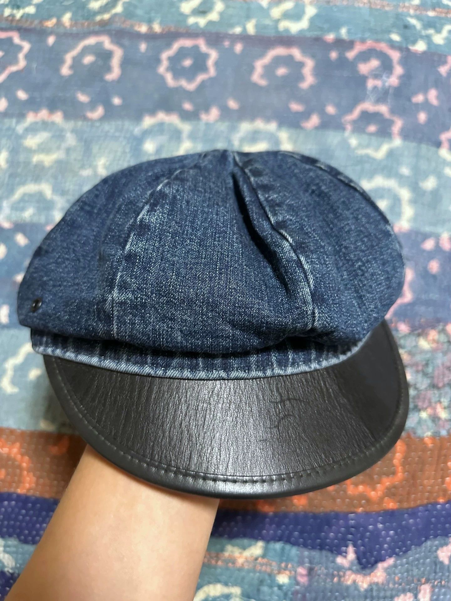 RRL Ralph Lauren RRL Denim & Leather Newsboy Hat M New With Tags Size ONE SIZE - 1 Thumbnail