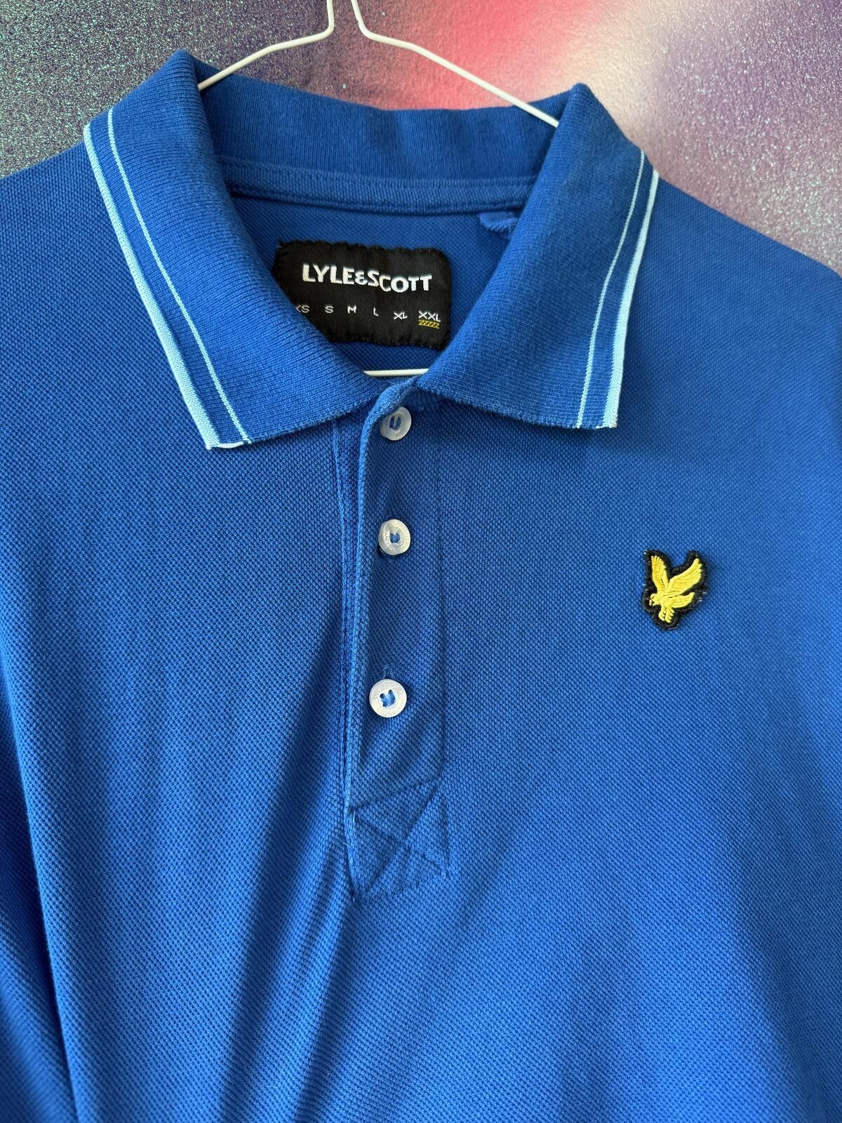 Other Lyle & Scott Men’s Tipped Polo Shirt - Electric Bright Blue Size US XXL / EU 58 / 5 - 3 Thumbnail