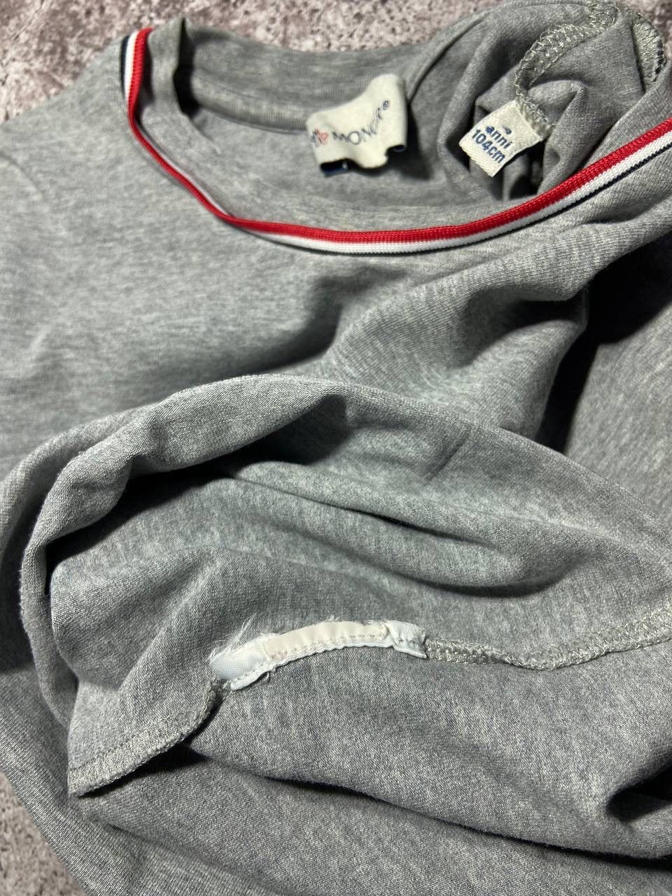 Moncler Moncler Kids Grey Melange T-Shirt with Tricolor Trim 4/104 Size US XXS / EU 40 - 8 Thumbnail