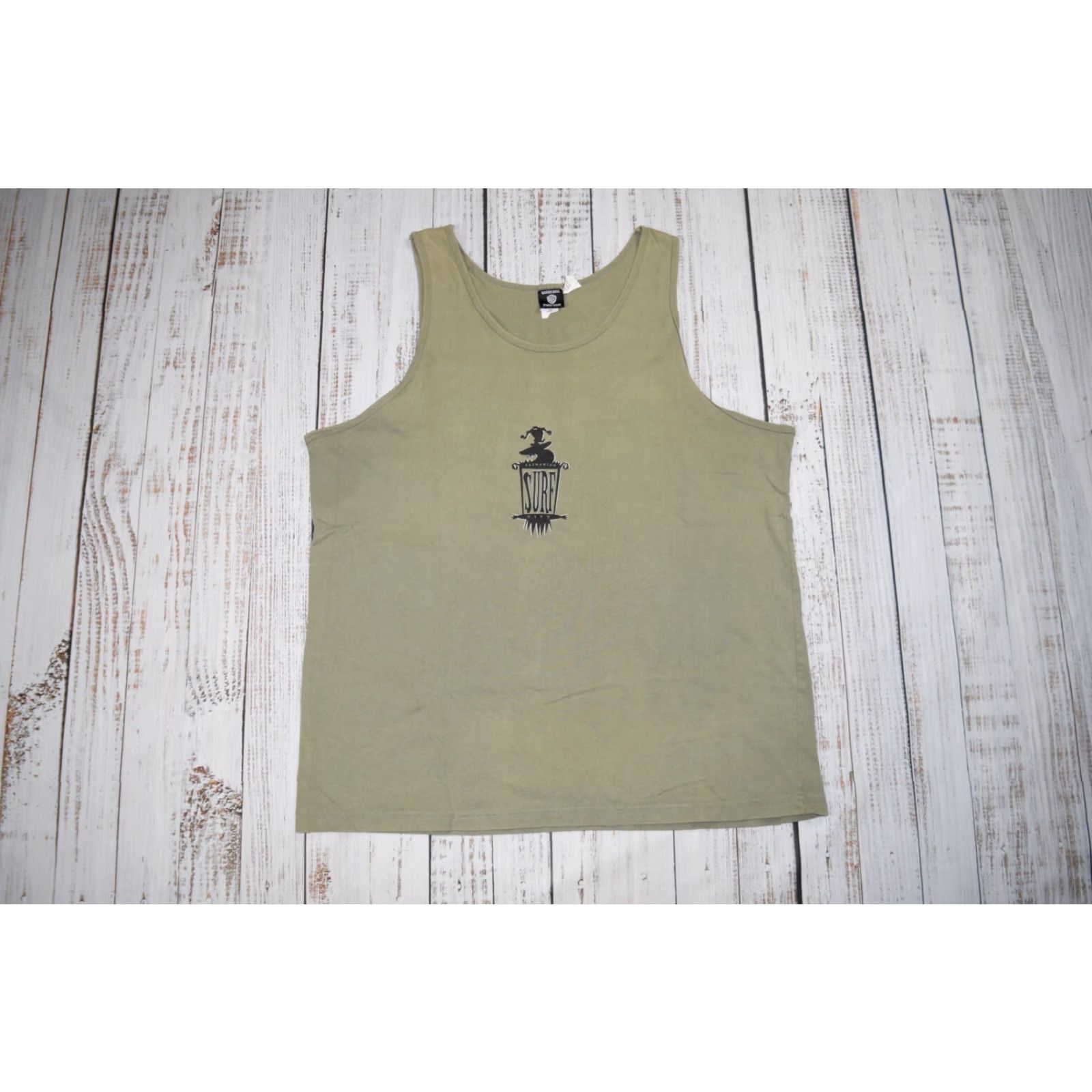 Vintage VINTAGE WARNER BROTHERS TASMANIAN DEVIL SURFING MUSCLE SHIRT TANK TOP 90s ARMY GREEN MEN'S XL GRAPHIC SURFER SKATER Size US XL / EU 56 / 4 - 2 Thumbnail