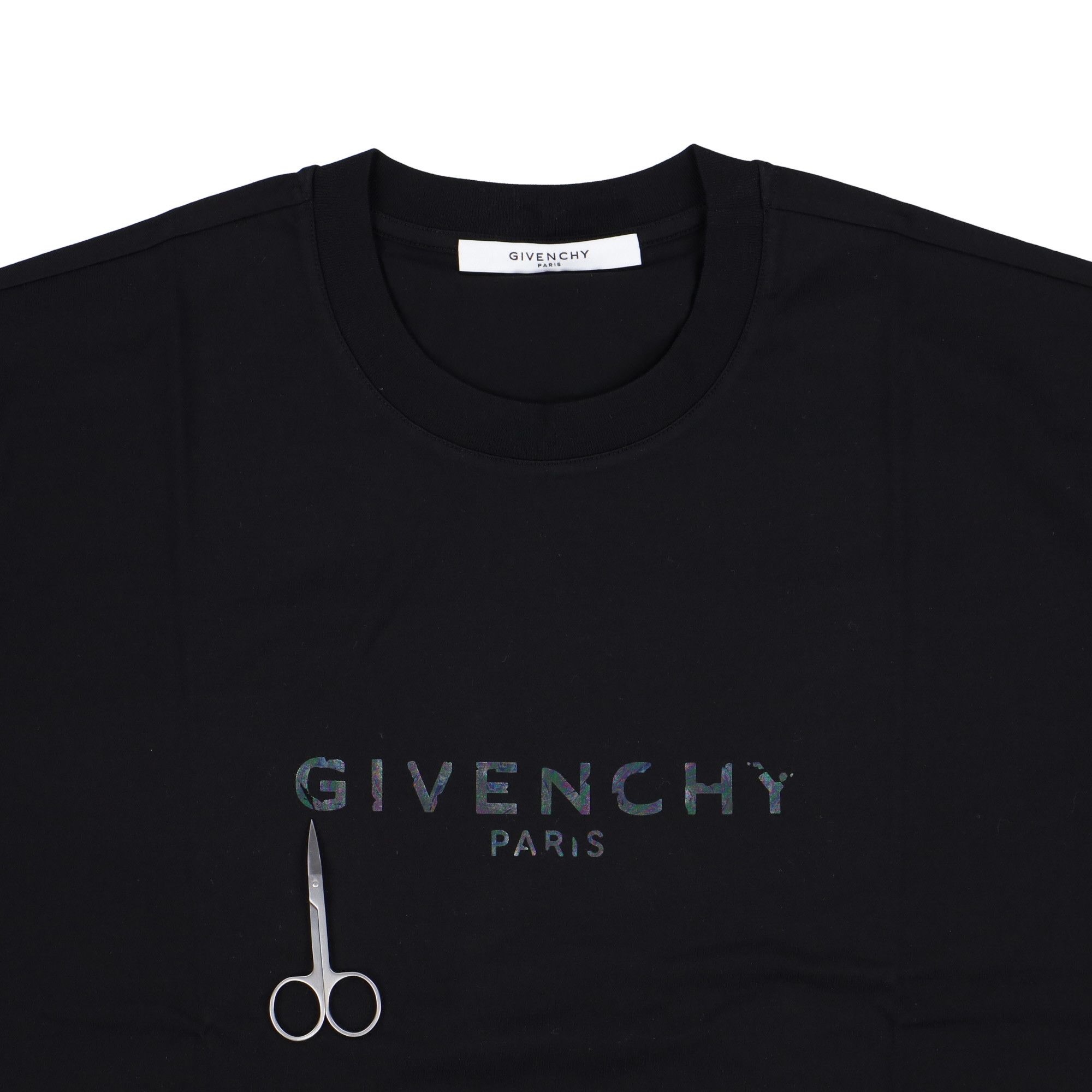 Givenchy Black Iridescent Blurred Logo Oversized T-Shirt Size US M / EU 48-50 / 2 - 5 Thumbnail