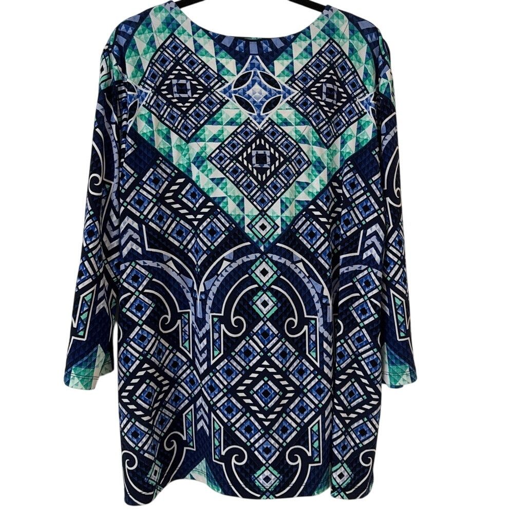 Other JM Collection Large Top 3/4 Sleeves Blue W Rhinestone Accent Size L / US 10 / IT 46 - 2 Thumbnail