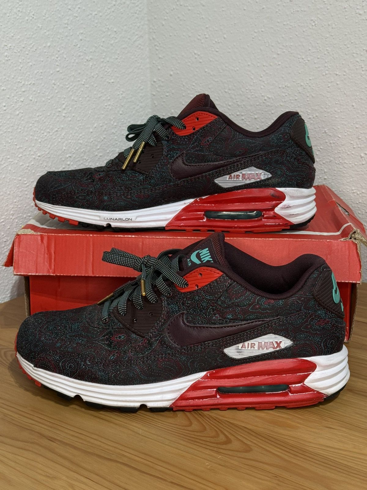 Nike Nike Air Max Lunar90 Burgundy-Paisley Size US 10.5 / EU 43-44 - 3 Thumbnail