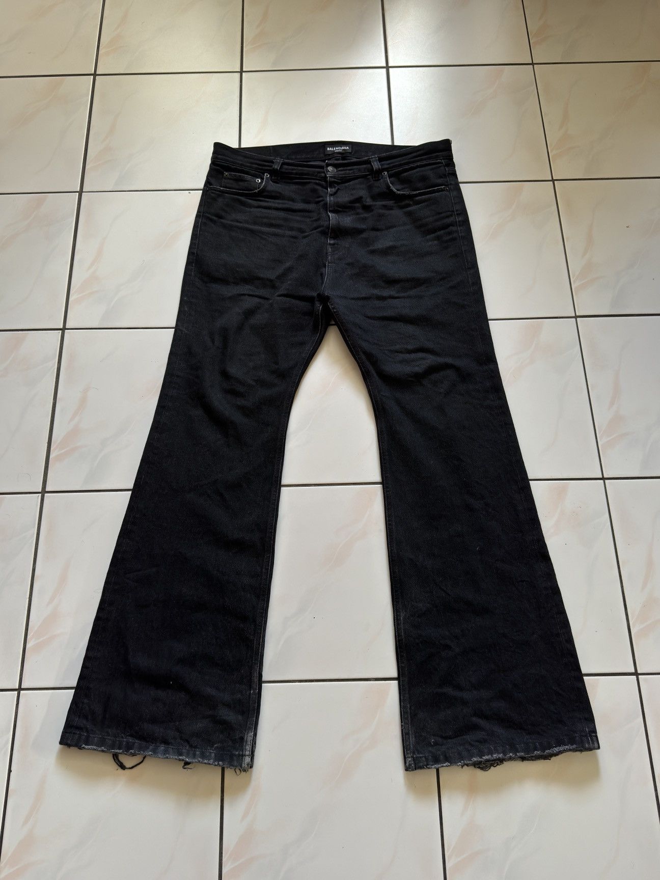 Image of Balenciaga Fw22 Lost Tape Flared Denim in Black, Men's (Size 36)