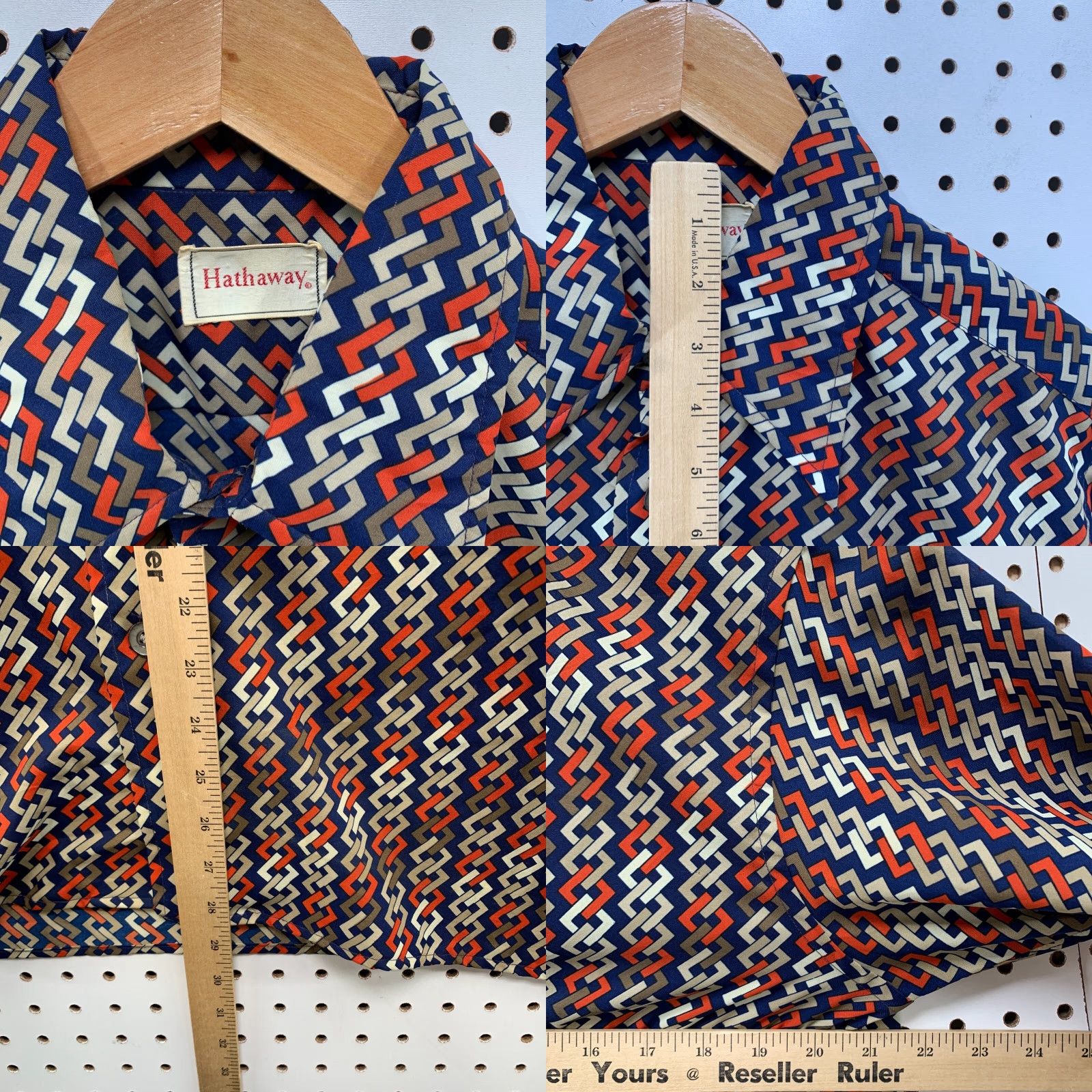 Vintage VINTAGE Hathaway Button Shirt Mens Small Geometric Chain Link Blue Orange Shirt Mens Small Blue Geometric Chain Link vintage Size US S / EU 44-46 / 1 - 8 Thumbnail