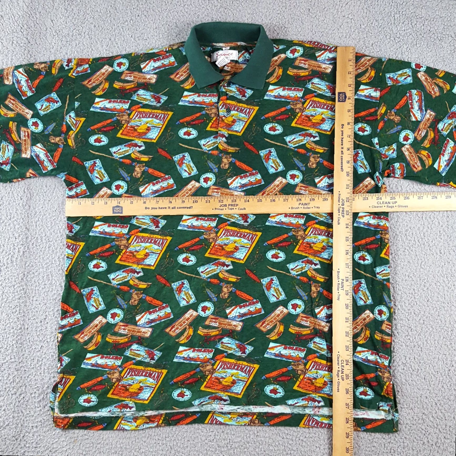 Vintage VINTAGE Sauce Polo Shirt Shirt XL Green Fisherman All Over Print Button Collar Polo Shirt 90s Outdoor Fashion Size US XL / EU 56 / 4 - 7 Thumbnail