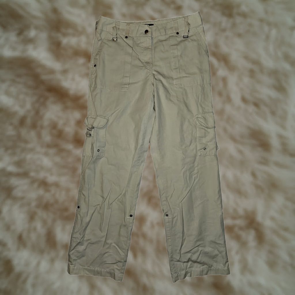 CO Co Cargo Pants Women's 6 Ivory Rip Stop Roll Tab Casual 90s City Hipster Preppy Pockets Straight 30 in Inseam Womens Size 28" / US 6 / IT 42 - 1 Thumbnail