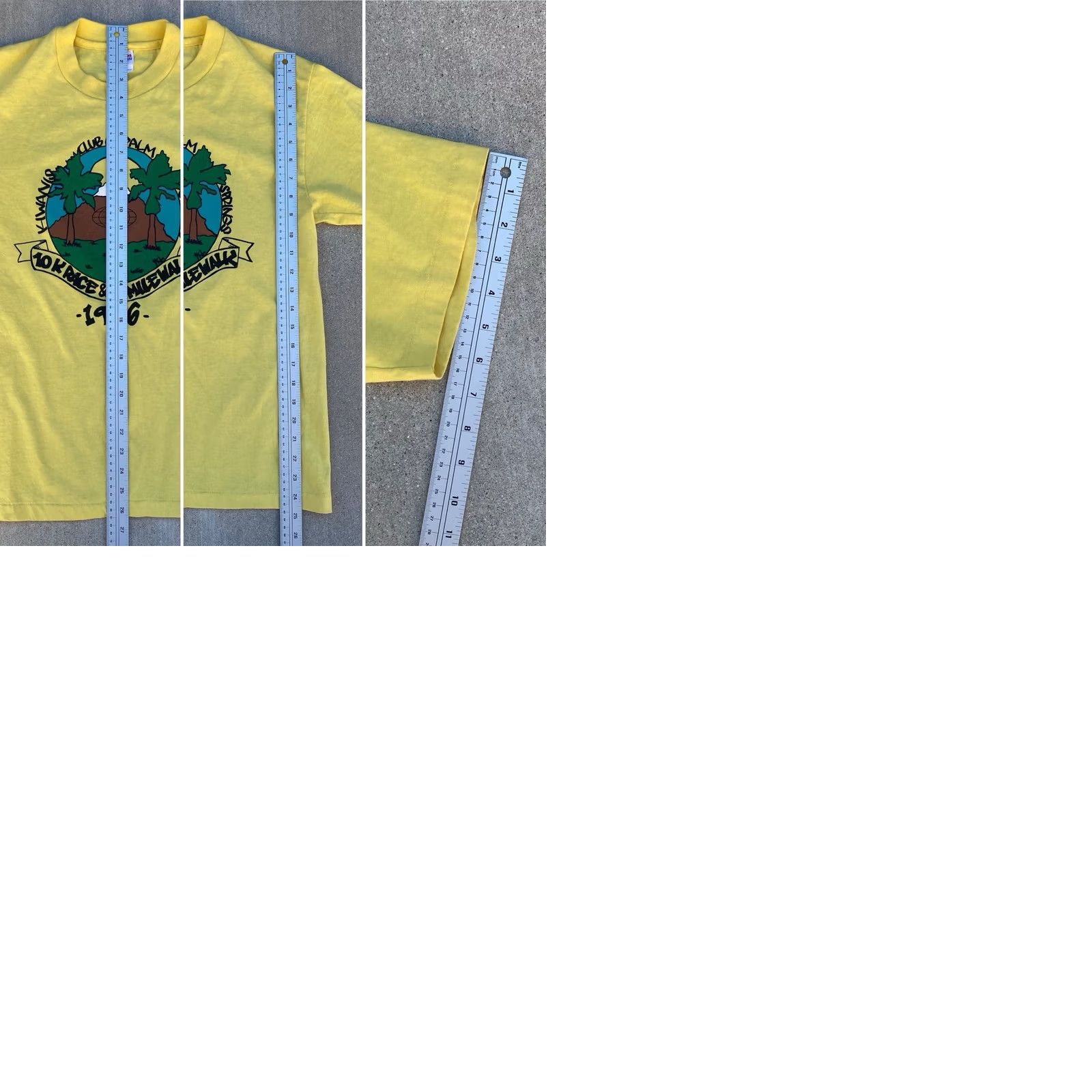 Hanes VINTAGE Hanes 10K Race T Shirt Kiwanis Club Palm Springs M Crew Neck Short Sleeve Yellow 1996 50/50 Graphic Print Mens Size US M / EU 48-50 / 2 - 12 Thumbnail