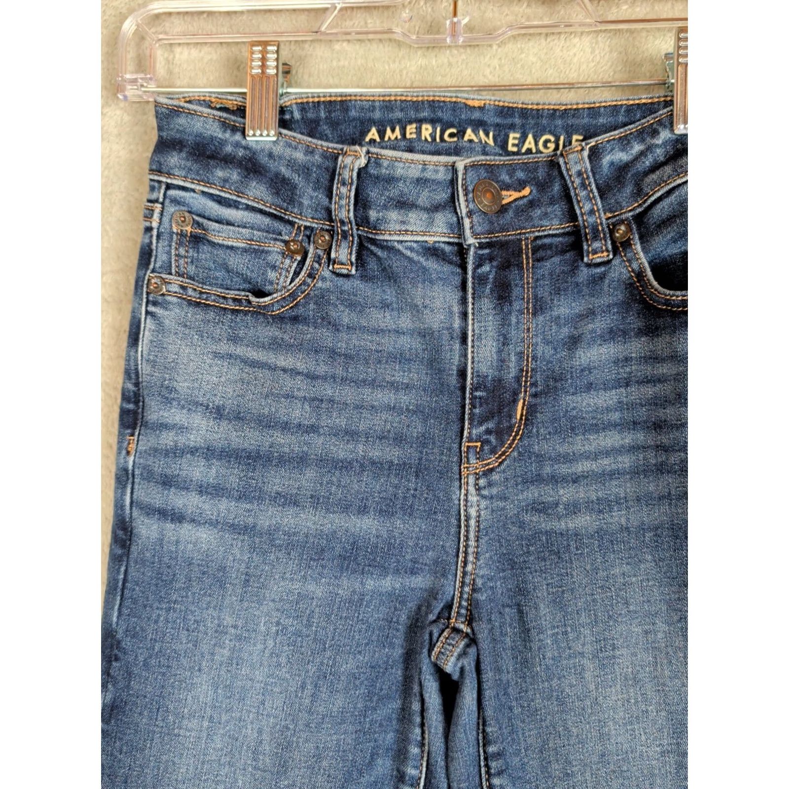 American Eagle Outfitters American Eagle Festival Flare Jeans sz 0 short Stretch Hippie Boho Blue Size 25" / US 0 / IT 36 - 2 Thumbnail
