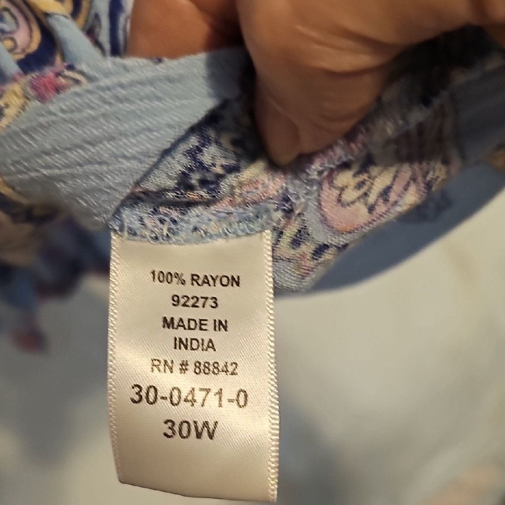 Other Roaman's Blue and Pink Paisley Blouse Size 4XL / US 24-26 - 7 Thumbnail