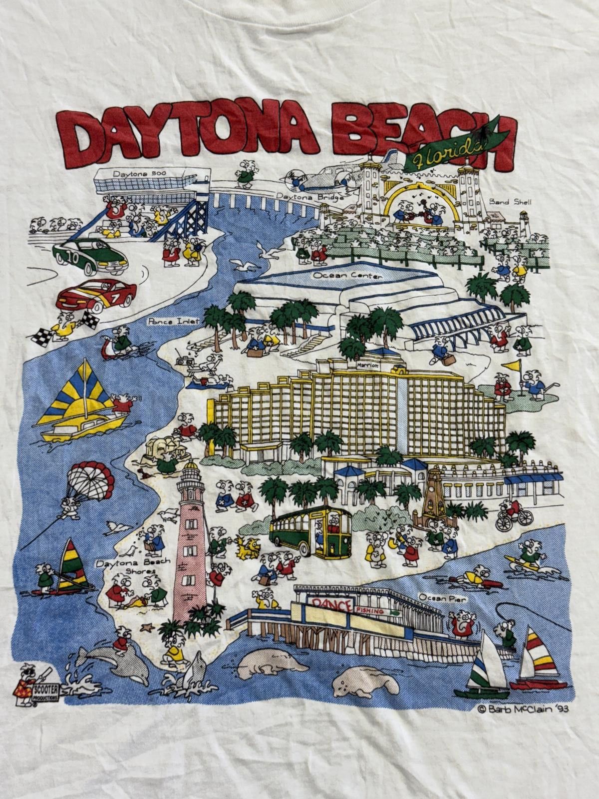 Fruit Of The Loom Vintage Daytona Beach Florida Tshirt 1993 Art Map Tourism XL Size US XL / EU 56 / 4 - 3 Thumbnail