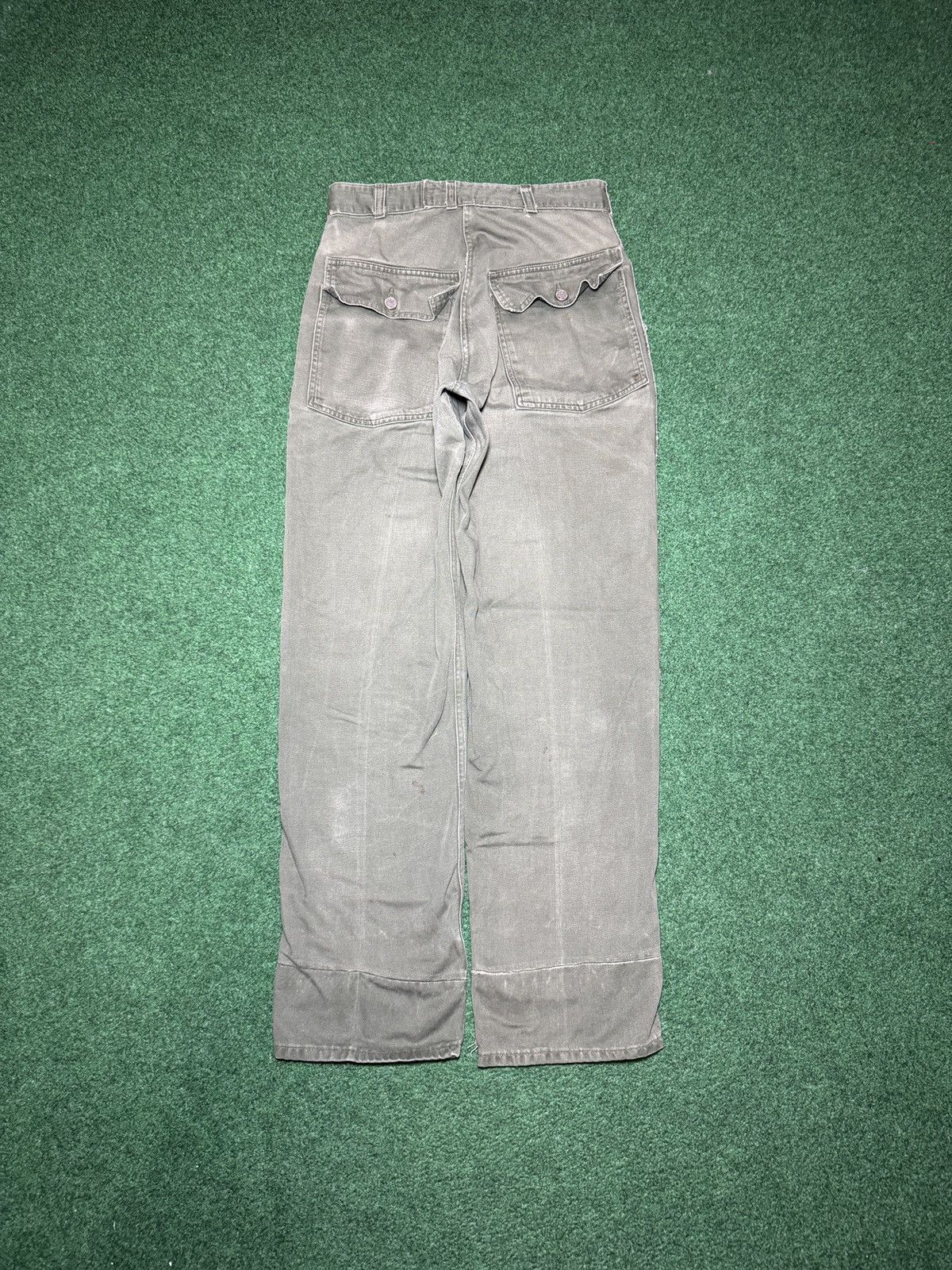 Vintage Vtg 60s OG 107 Military Green Sateen Baker Fatigues Pants Size US 28 / EU 44 - 3 Thumbnail