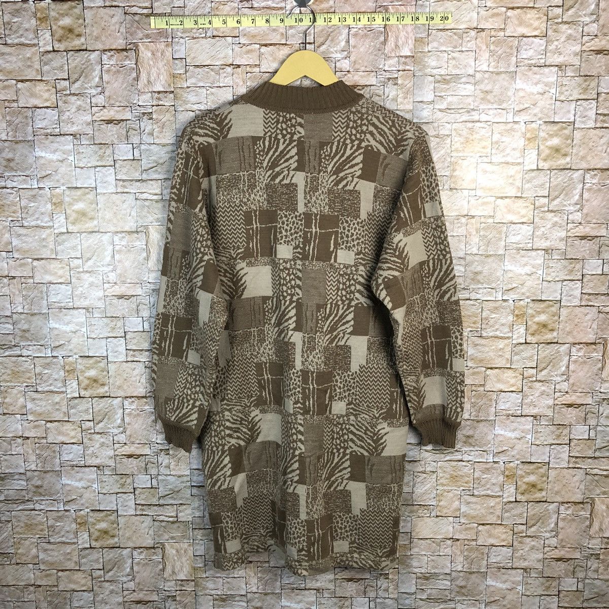 Homespun Knitwear Tokyo vintage Brown knitwear Patterned long Cardigans #A410 Size M / US 6-8 / IT 42-44 - 12 Thumbnail