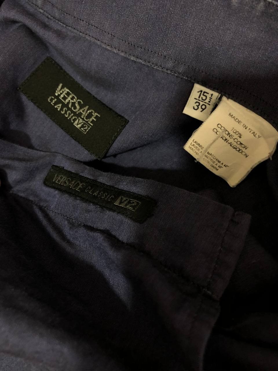 Versace Versace V2 Italy Cotton Shirt Blue size 15/39(S) Size US S / EU 44-46 / 1 - 8 Thumbnail