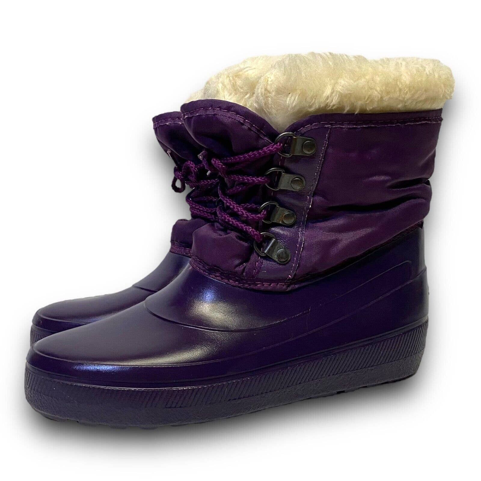 Vintage Vintage Sorel Purple Fur Lined Rubber Winter Rain Snow Boots Size US 5 / IT 35 - 13 Preview