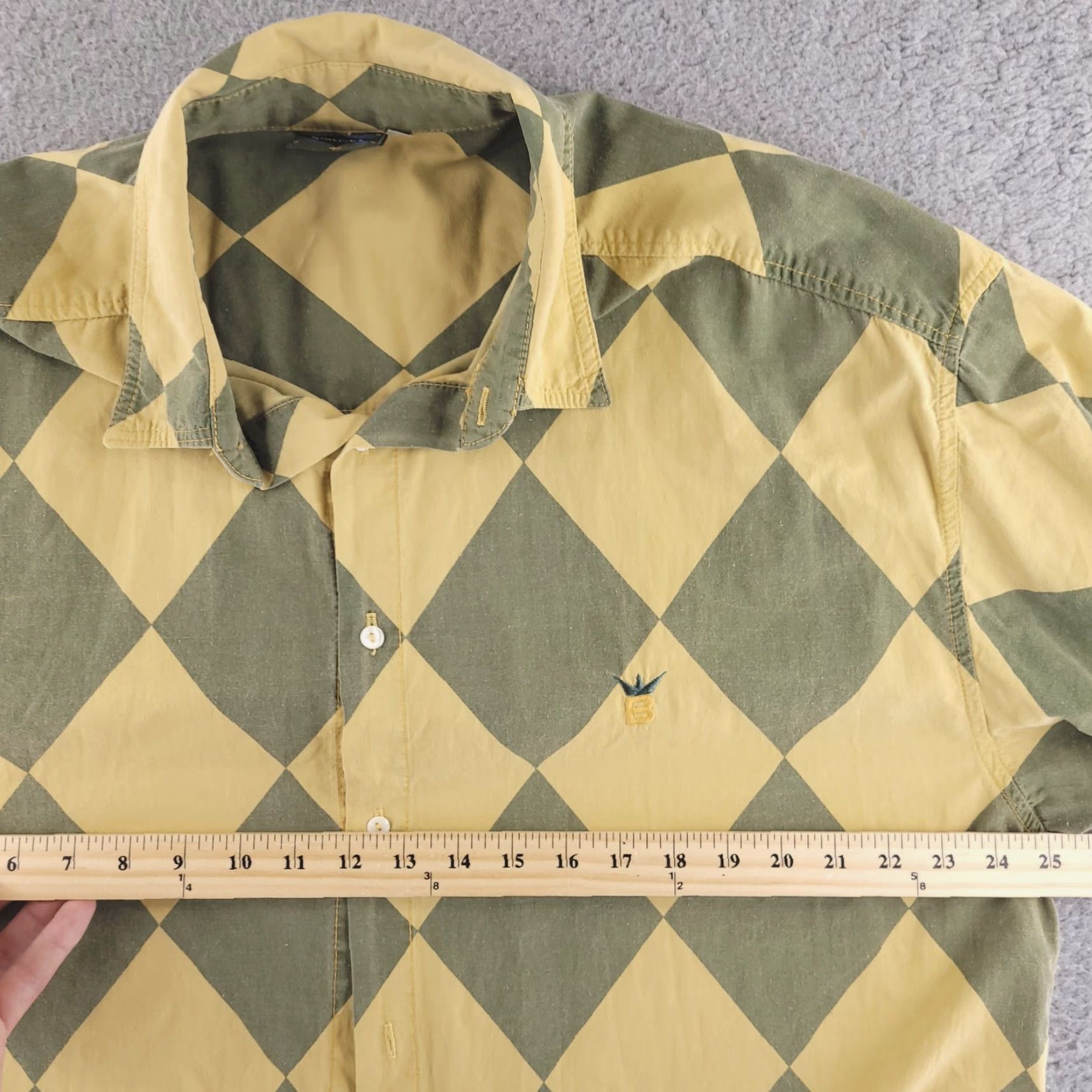 Vintage VINTAGE Biotribe Shirt Mens L 90s Green Yellow Diamonds Skate Shirt Size US L / EU 52-54 / 3 - 5 Thumbnail