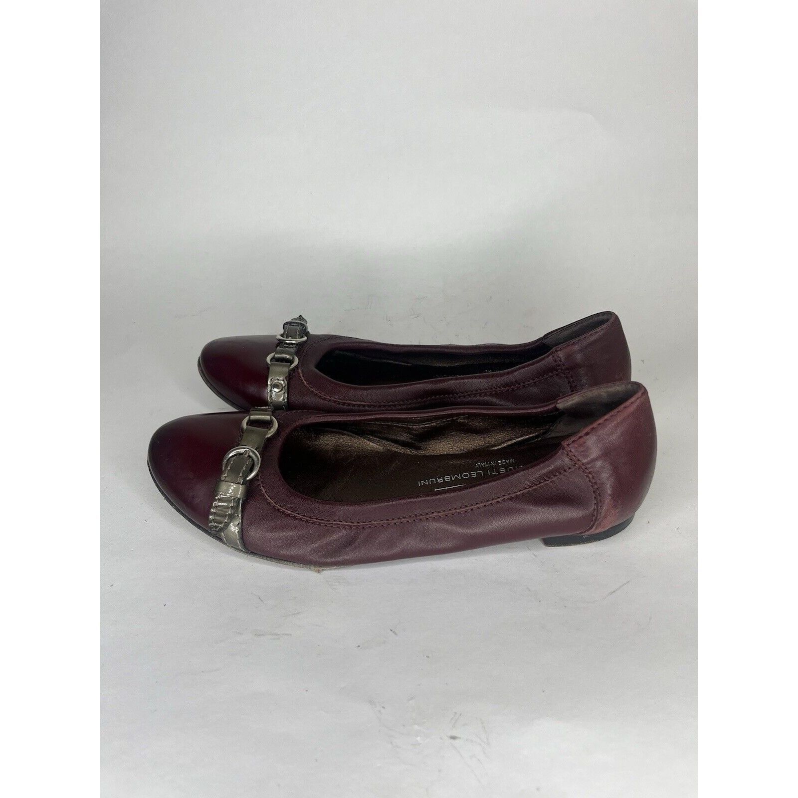 Other AGL Burgundy Leather Cap Toe Buckle Ballet Flats Shoes Women Size US 6.5 / IT 36.5 - 3 Thumbnail