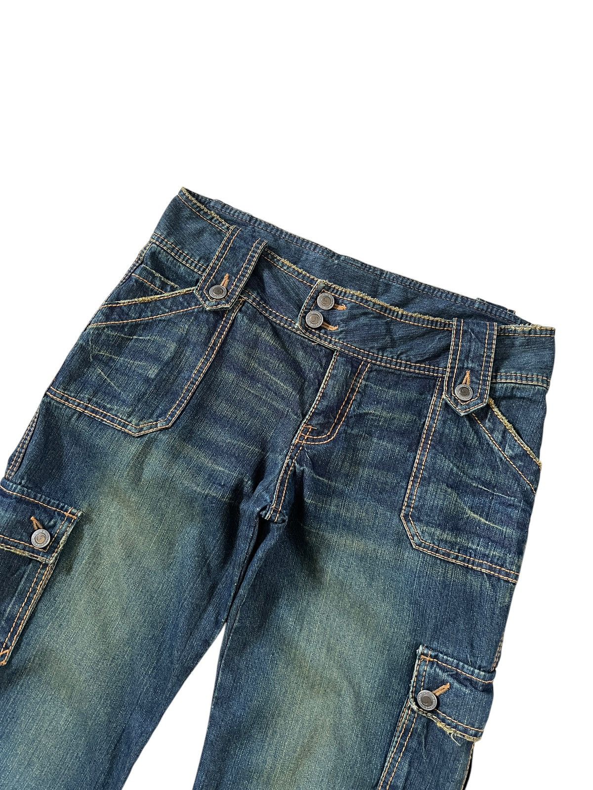 Japanese Brand Blue Moon Blue 🇯🇵 Low rise Flare Cargo Monkey Jeans Size US 32 / EU 48 - 3 Thumbnail
