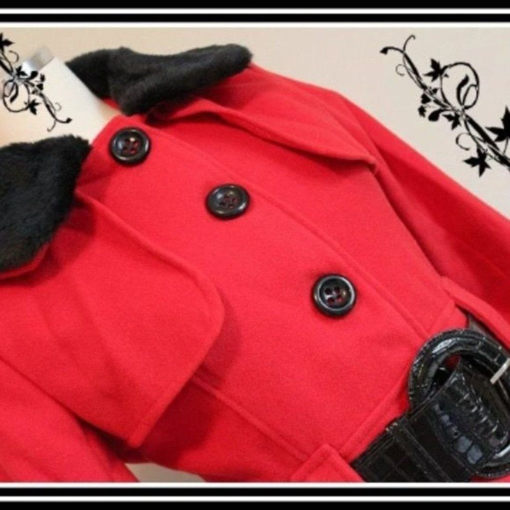 Handmade BNWT 40s Replica Womens Black Red Womens Trench Coat Jacket Size S / US 4 / IT 40 - 4 Thumbnail