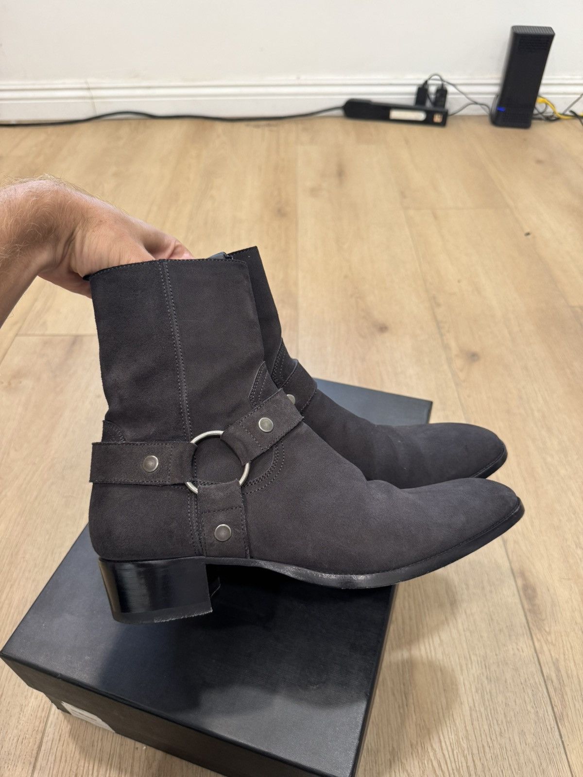 Pre-owned Saint Laurent Harness Wyatts Shoes In Black