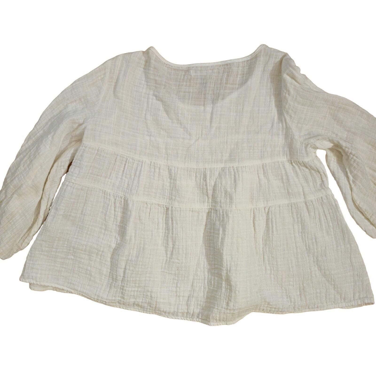 Designer Max Studio Pullover Tiered Blouse Top White Size Large Size L / US 10 / IT 46 - 3 Thumbnail