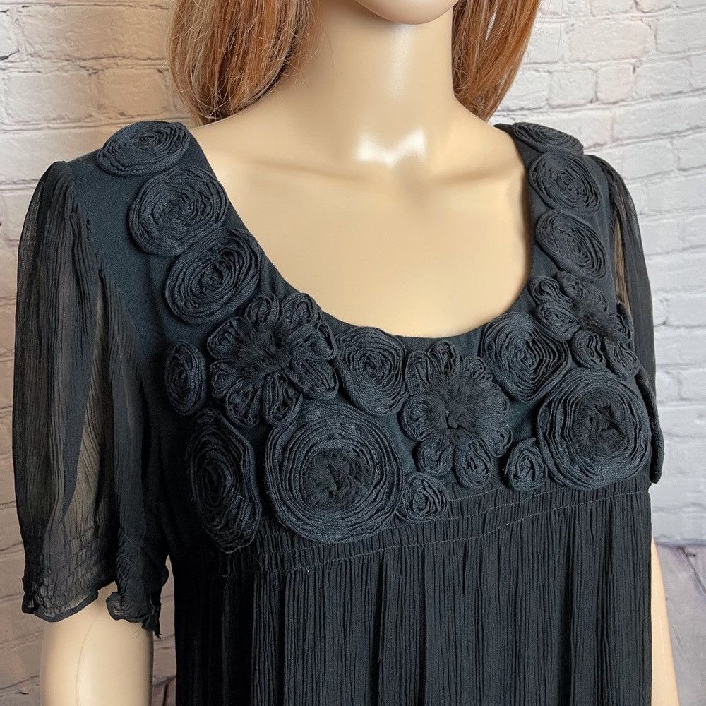 Other ECI New York Black Silk Cocktail Dress Short Sleeves Size 8 Size M / US 6-8 / IT 42-44 - 3 Thumbnail