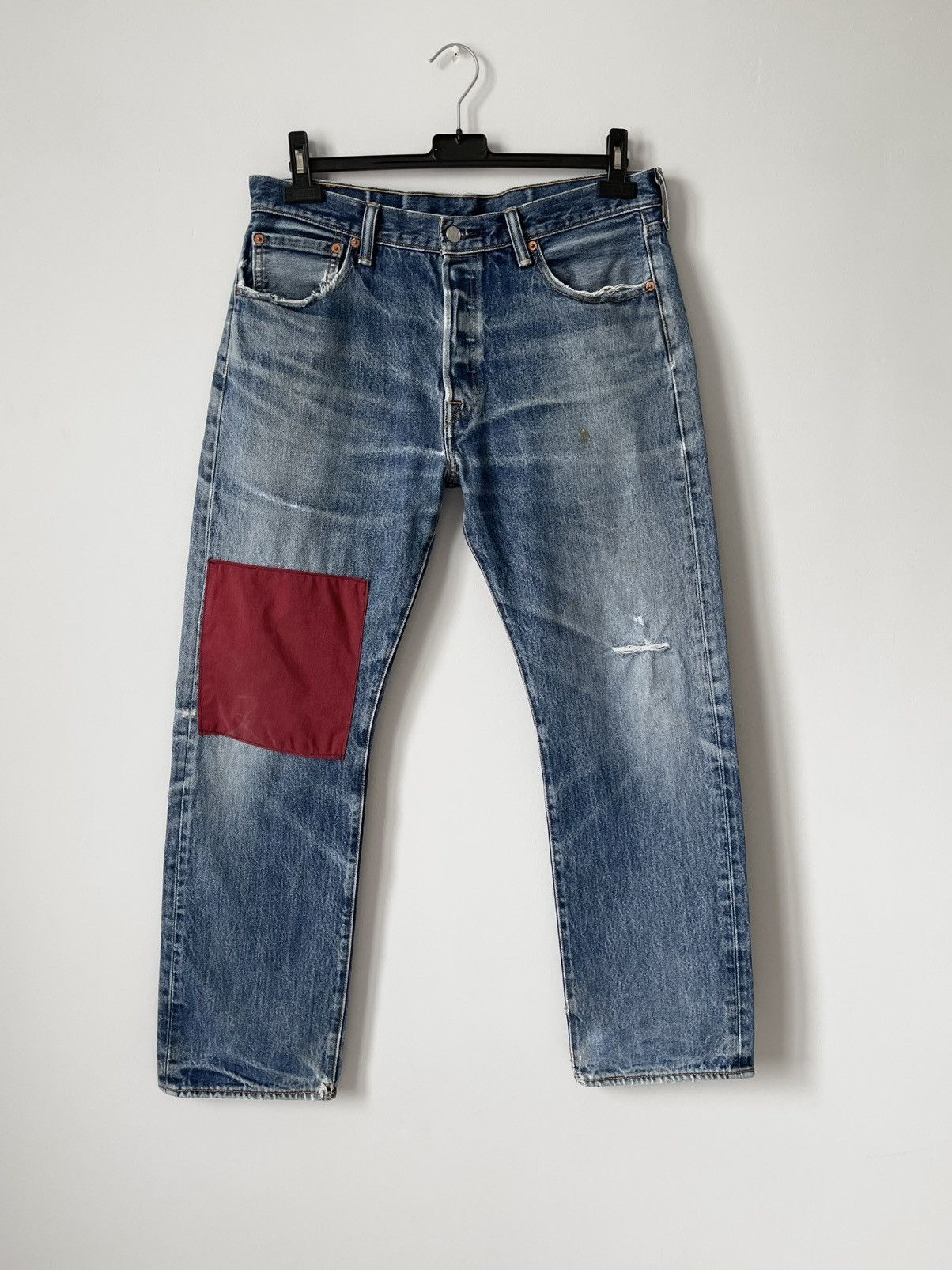 Levi's Levis 501 Patchwork Custom Faded Denim Jeans Size US 34 / EU 50 - 1 Thumbnail