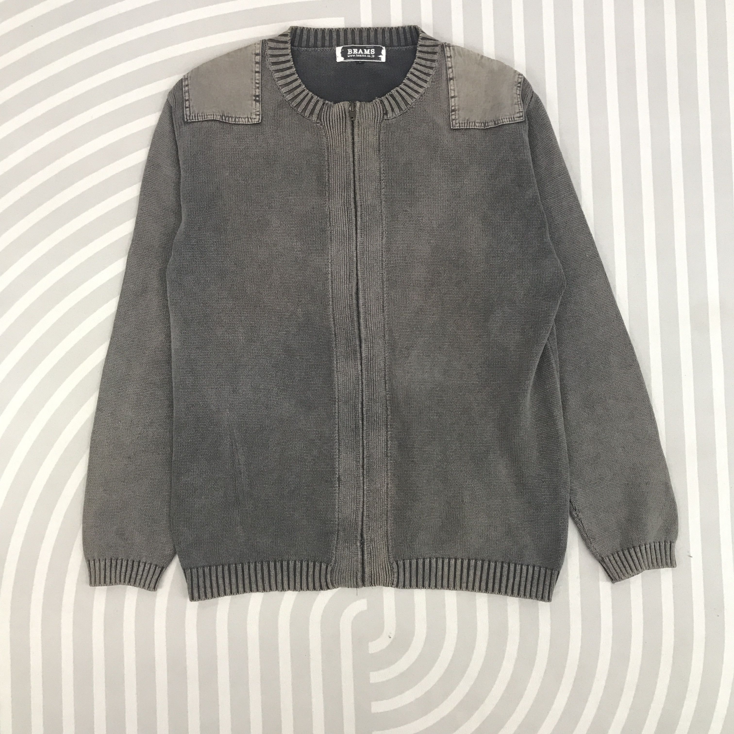 Beams Japan × Vintage Beams Black faded Japan Knitwear design zippe jacket Size US L / EU 52-54 / 3 - 1 Thumbnail