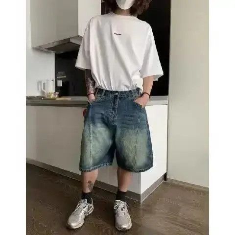 Japanese Brand Retro high street straight leg denim shorts Size US 32 / EU 48 - 1 Thumbnail