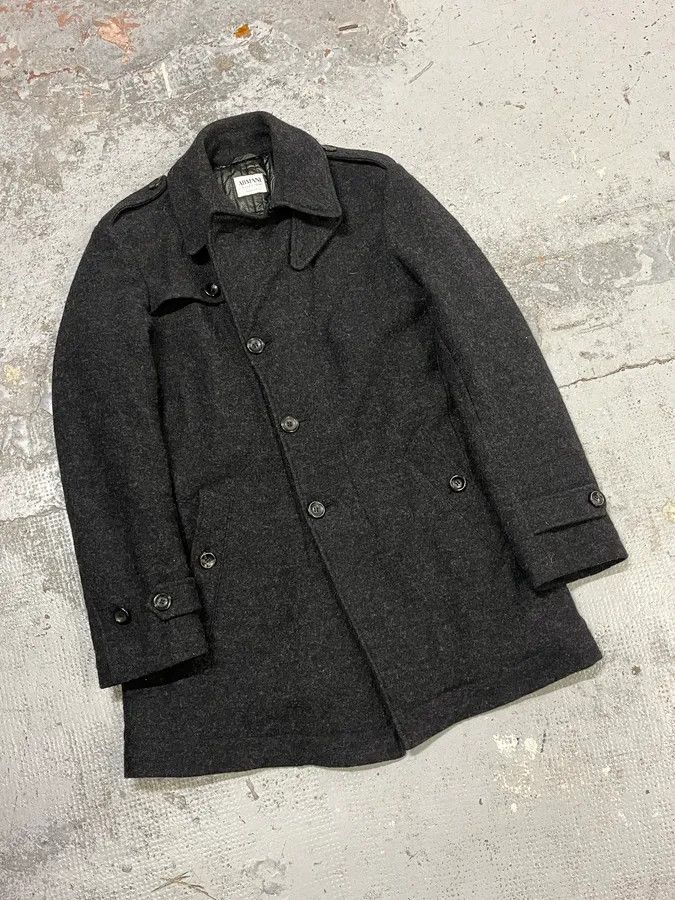 Armani Collezioni 2000s Armani Dark Grey Wool Asymmetrical Lined Coat Size US M / EU 48-50 / 2 - 5 Thumbnail