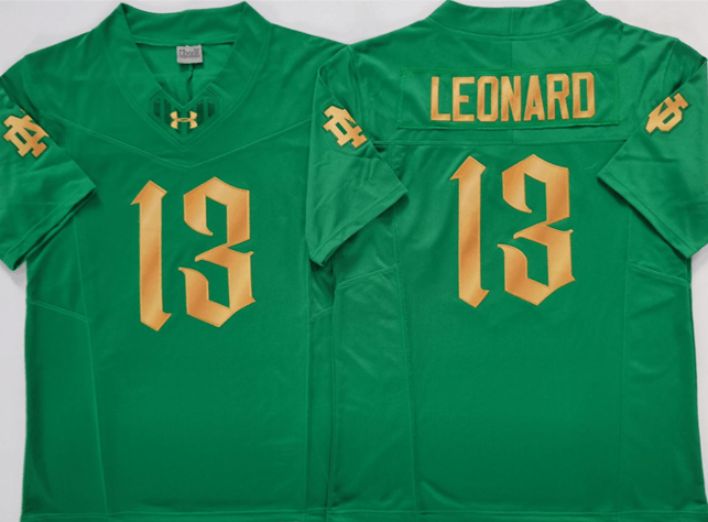 Other Men's Notre Dame Fighting Irish #13 Riley Leonard Green 2025 Size US XL / EU 56 / 4 - 1 Thumbnail