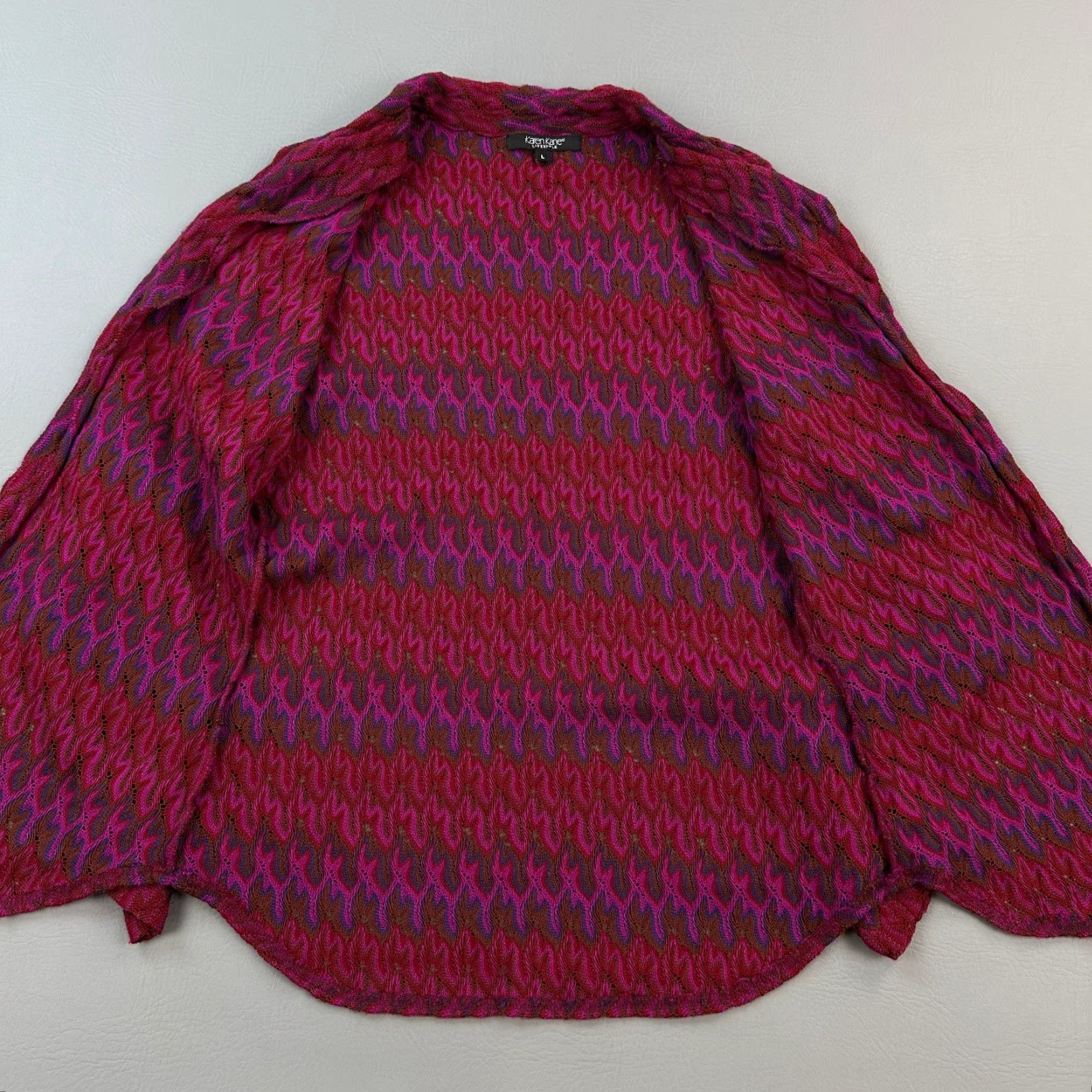 Vintage Karen Kane Cardigan Top Women's Large Zig Zag Open Knit Button Front Blouse Size L / US 10 / IT 46 - 6 Thumbnail