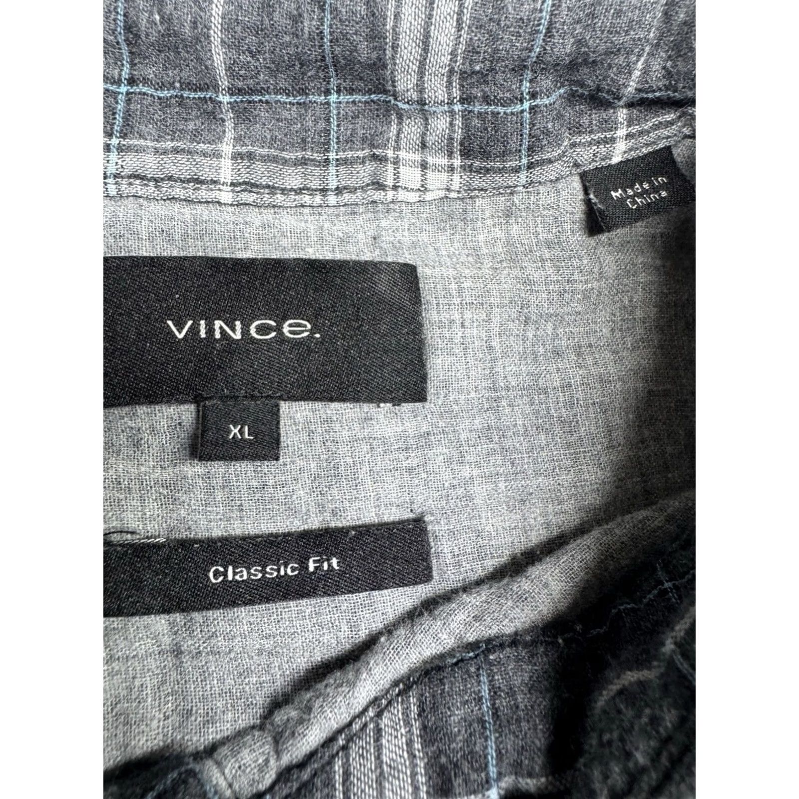 Vince Vince Plaid Lightweight Flannel Shirt Button-Up Long Sleeve Men's XL Blue Gray Size US XL / EU 56 / 4 - 2 Thumbnail