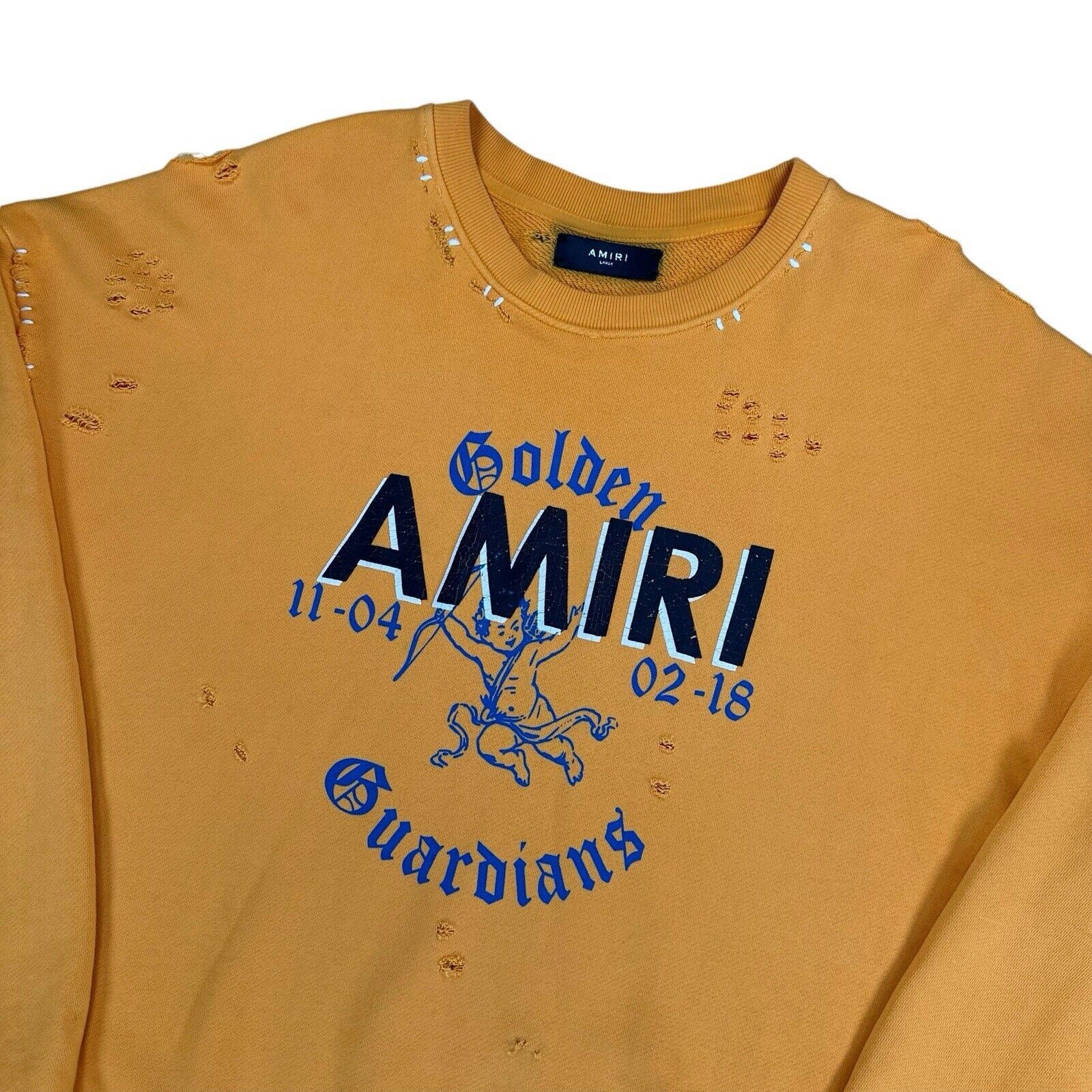 Amiri Amiri Size L Sweatshirt Yellow Oversized Distressed Golden Size US L / EU 52-54 / 3 - 5 Thumbnail