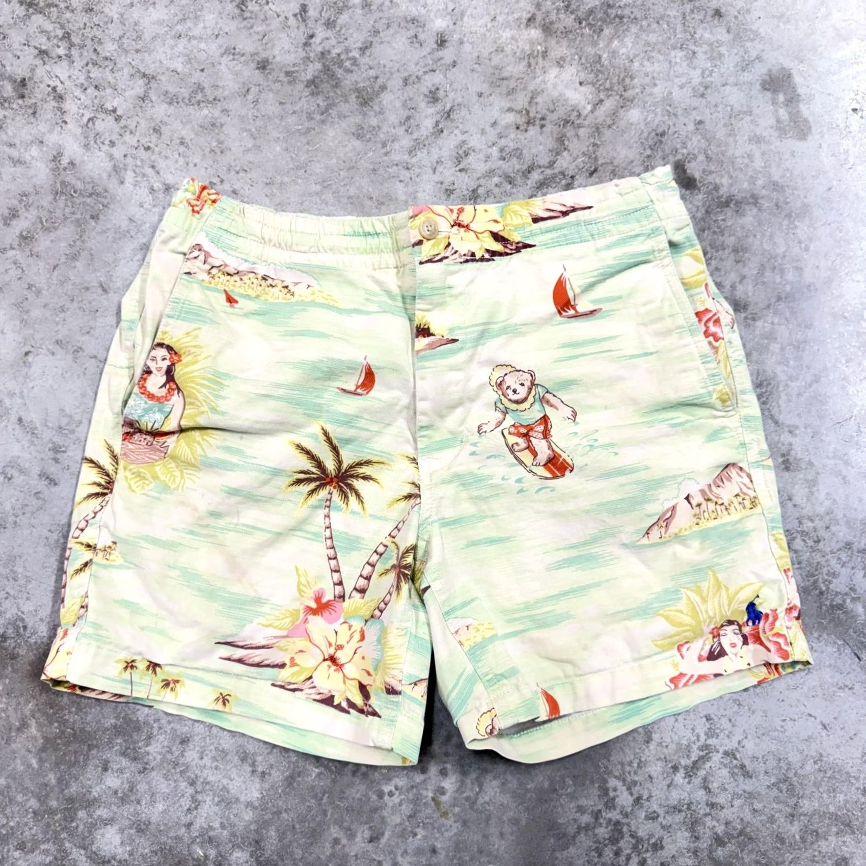 Polo Ralph Lauren Polo Ralph Lauren Shorts Mens Small Green Polo Bear Hawaiian Stretch Chino Polo Bear Floral Beach 90s Mens Size US S / EU 44-46 / 1 - 2 Thumbnail