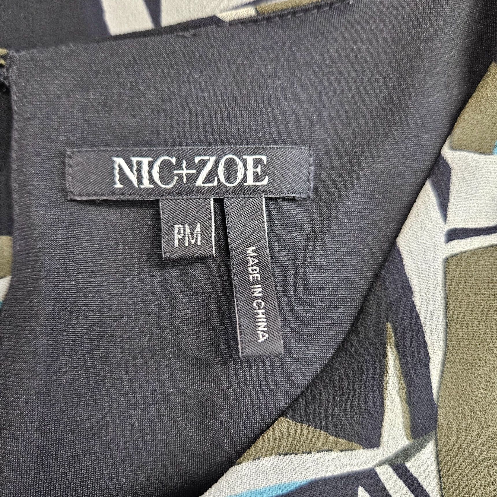 NIC+ZOE Nic+Zoe Dress On The Edge Abstract Sleeveless Petite Medium Black Blue Shift Womens Size M / US 6-8 / IT 42-44 - 5 Thumbnail